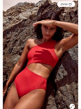 Beach Riot Celine One-Shoulder Red Cutout One-Piece